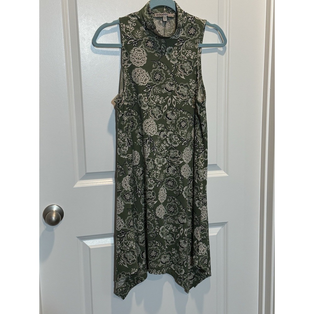 Bailey Blue Womens Olive Green Floral Paisley Mock Neck Sharkbite‎ Tunic Top S